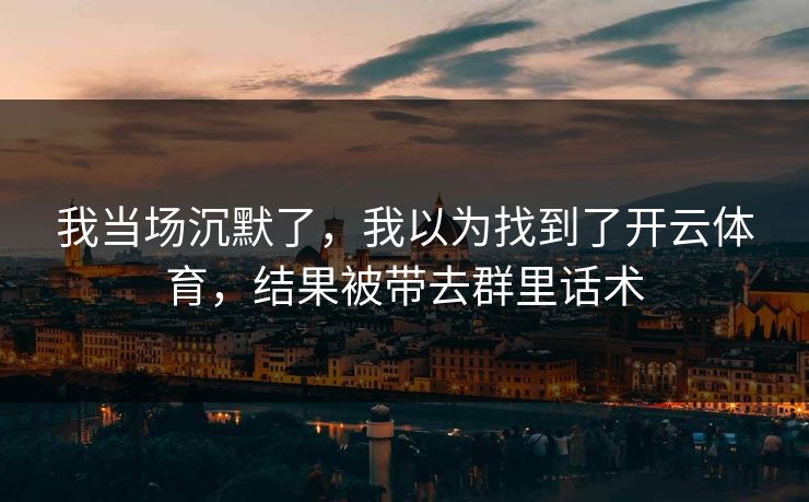 我当场沉默了，我以为找到了开云体育，结果被带去群里话术