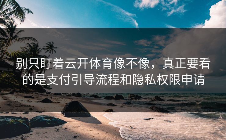 别只盯着云开体育像不像，真正要看的是支付引导流程和隐私权限申请