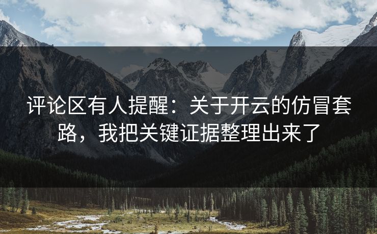 评论区有人提醒：关于开云的仿冒套路，我把关键证据整理出来了