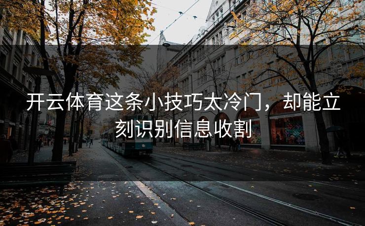 开云体育这条小技巧太冷门，却能立刻识别信息收割