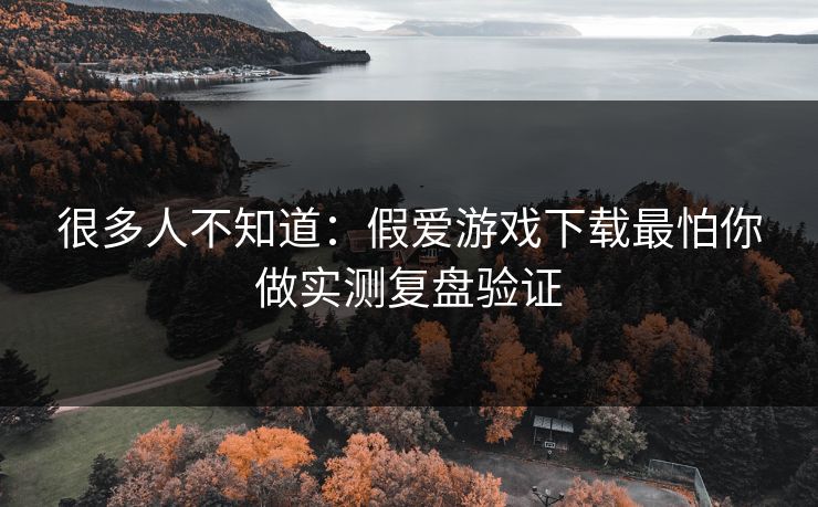 很多人不知道：假爱游戏下载最怕你做实测复盘验证